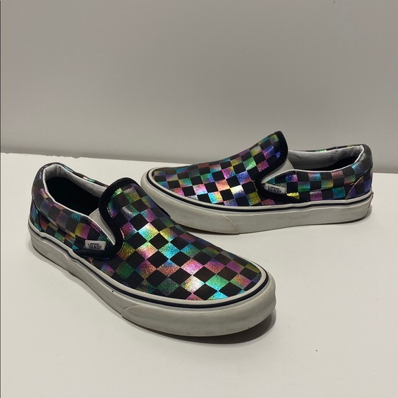 Vans Iridescent Checkboard Slip Ons - Picture 1 of 14